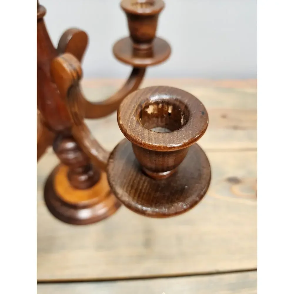 Vintage Charles Lesters Wooden Carved Candleabra 5 Taper 13